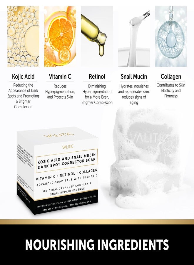 فاليتيك صابون فاليتيك المنظف بخلاصة الحلزون مع الكركم وحمض الكوجيك لتصحيح البقع الداكنة - عناية مضادة للشيخوخة ومنقية للبشرة، مستخلص الحلزون لترطيب مكثف - عبوة من قطعتين - Image 5